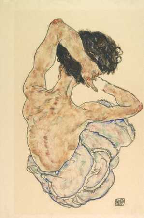 Egon Schiele, Weiblicher Rückenakt, 1917, Aquarell, Bleistift auf Papier, OÖ Landes-Kultur GmbH, Land Oberösterreich, Grafische Sammlung © OÖ Landes-Kultur GmbH